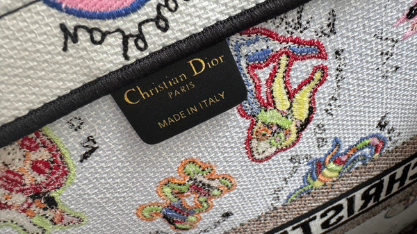 Large CD Book Tote 42cm White Multicolor Dragon Zodiac Embroidery
