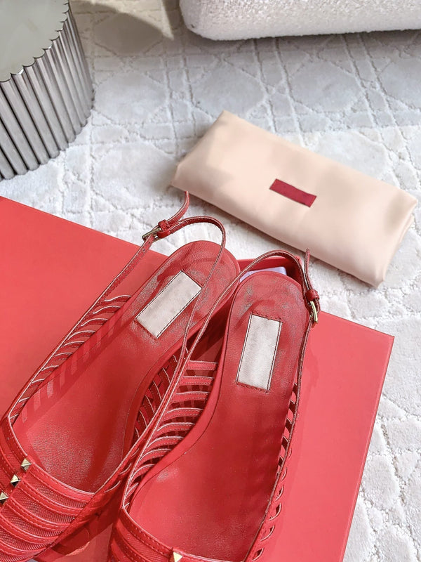 Mesh Slingback Ballerina Red