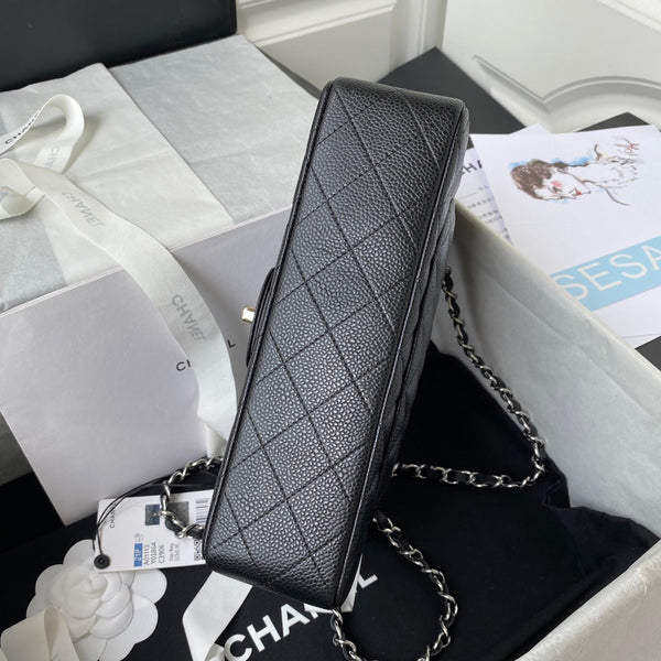 Medium Classic Flap Bag 23cm Black Caviar Silver Hardware