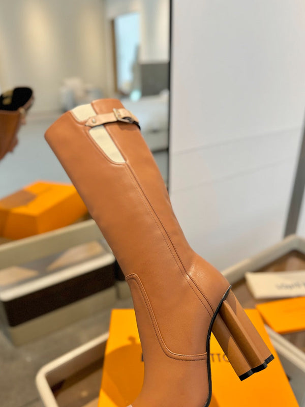 LV Donna High Boot 9.5 Brown Calfskin 573881