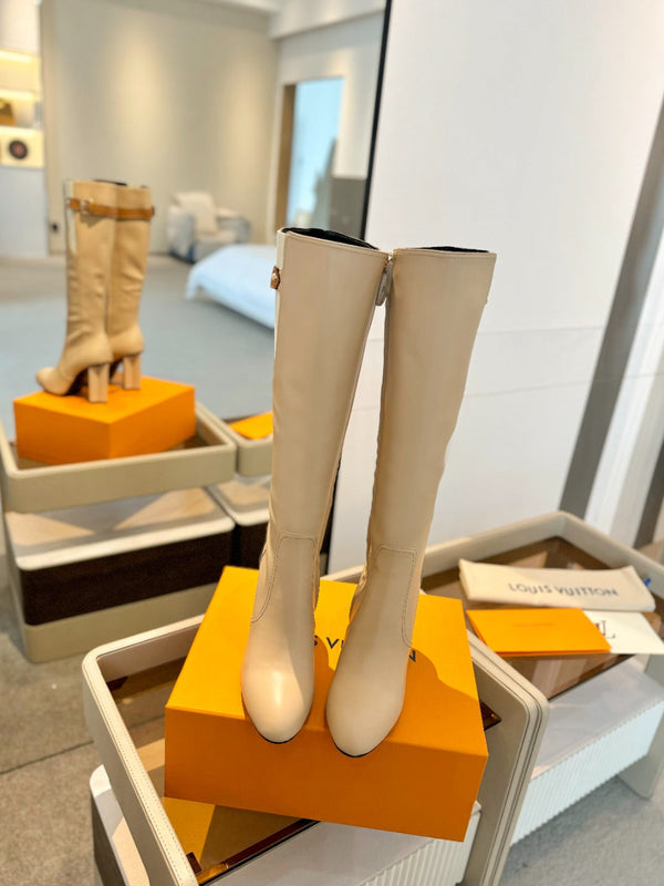 LV Donna High Boot 9.5 Beige Calfskin 573882