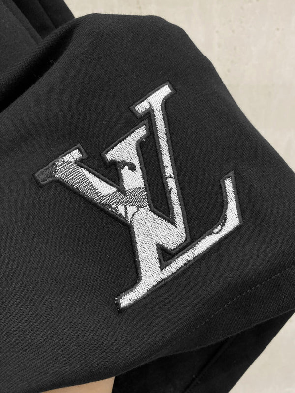 LV CASUAL SHORTS BLACK COTTON STRETCH FABRIC 239609