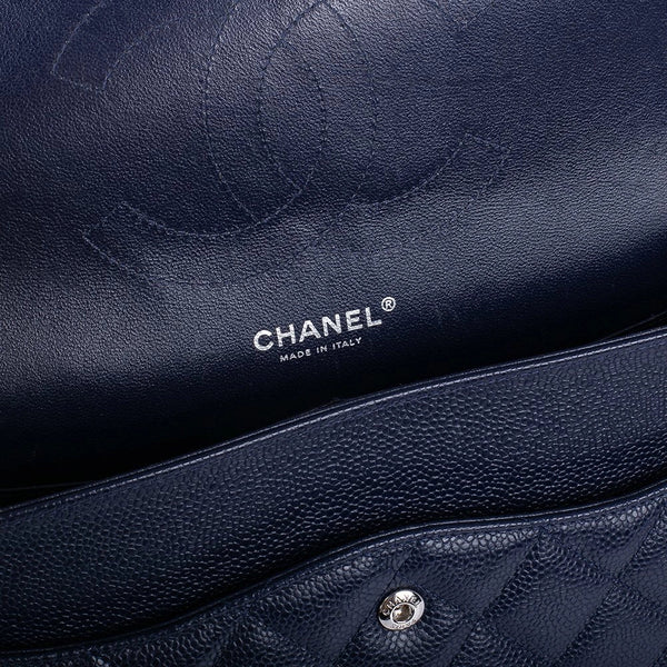 CC Classic Jumbo Navy Blue Caviar Silver Hardware